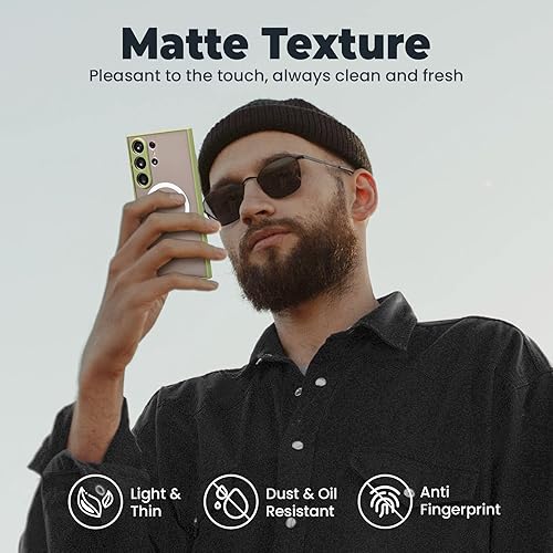 Miniatura 2 de ZCDAYE Funda magnética para Samsung Galaxy S23 Ultra, compatible con carga inalámbrica tacto sedoso parte trasera de policarbonato mate TPU