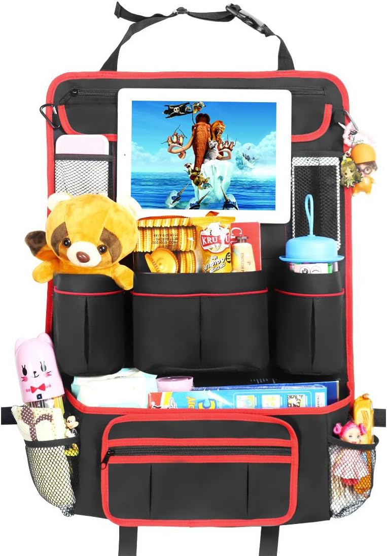 Durable/Waterproof Car Back Seat Organizer with Clear Touch-Screen Ipad Holder,Multi-Pocket/Heavy Duty/Large Storage