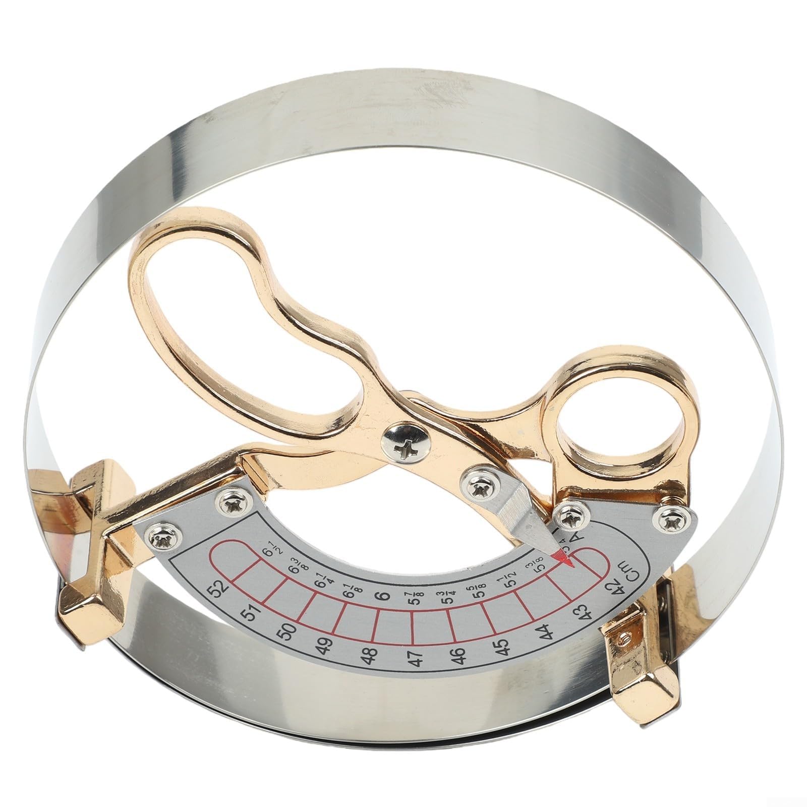 Instrumento de medición de tapas para la industria de sombreros con legibilidad de escala curvada de metal suave y diseño de mango estable para resultados consistentes (42-52 cm)