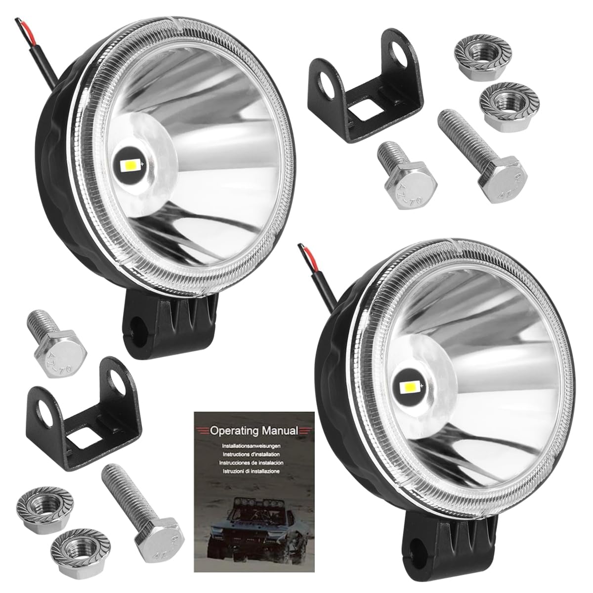 Led Pod light Bar Spot Lights 12V Round 3 inch 30W Driving Fog Reverse Backup Offroad Lights Headlights For Trucks Off Road ATV UTV Golf Cart Tralier Motorcycle Pickup Tractor Marine Boat 2-Pack