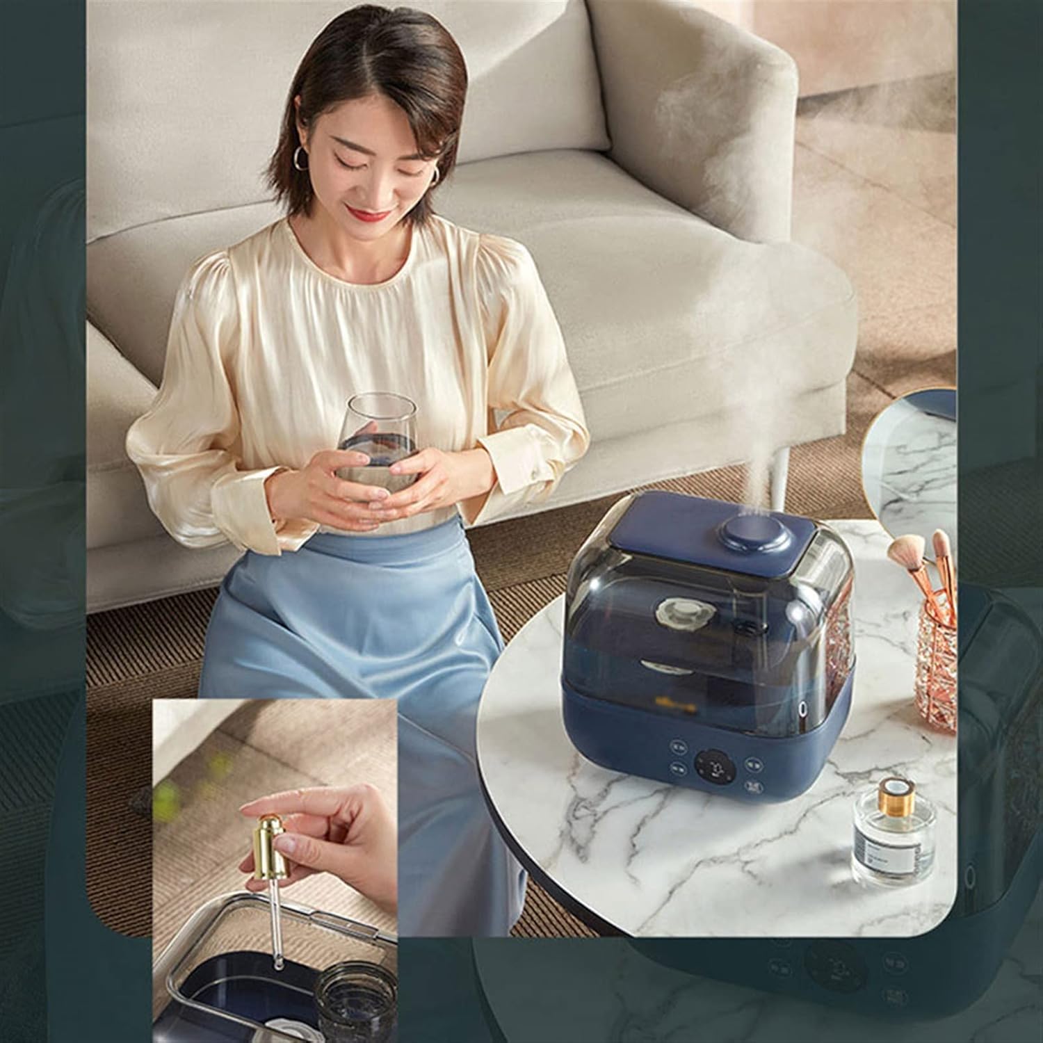 Humidifier 5L Large Capacity Humidifier Home Mute Smart Constant Humidity Timing Waterless Automatic Power Off Top Fill Oil Diffuser with Adjustable -360° Rotation Nozzle Mist Humidifier