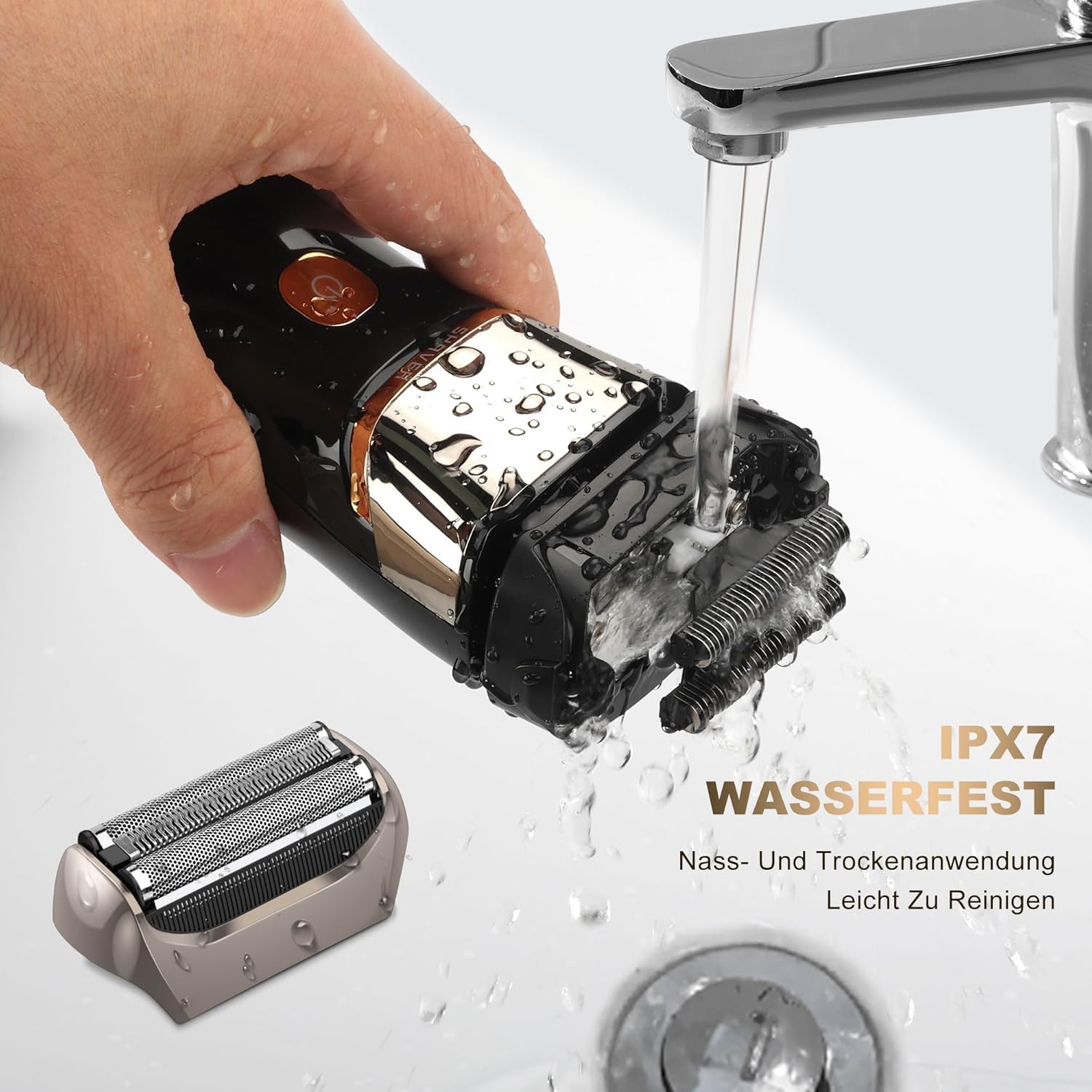 Rasierer Herren Elektrisch, 2-in-1 Elektrorasierer Herren Folienrasierer, Hochfrequenz-Vibration für Glatte Haut, Präzisionstrimmer, Ultradünne Folie, IPX7 Wasserdicht, USB-C, 80Min Akku & Reise-Lock