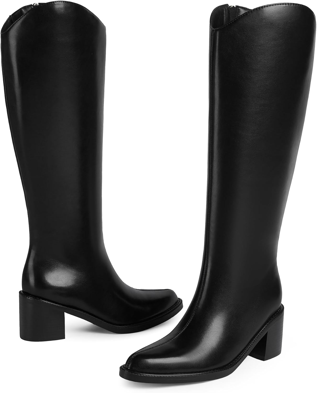 Modatope Women's Knee High Boots Pointed Toe Chunky Block Heel Tall Boots with Side Zipper Long Boot - Image 9