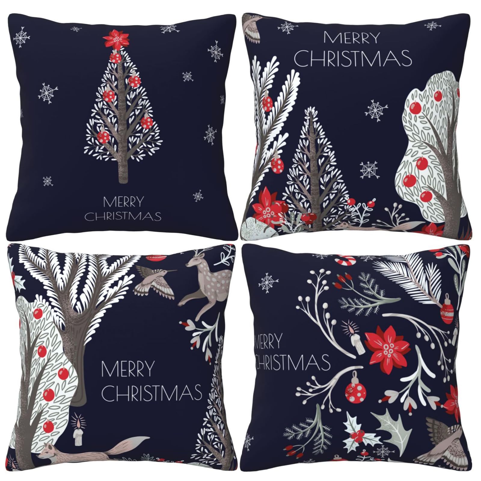 Coussin de Noël bleu marine pour une ambiance festive et chaleureuse au salon