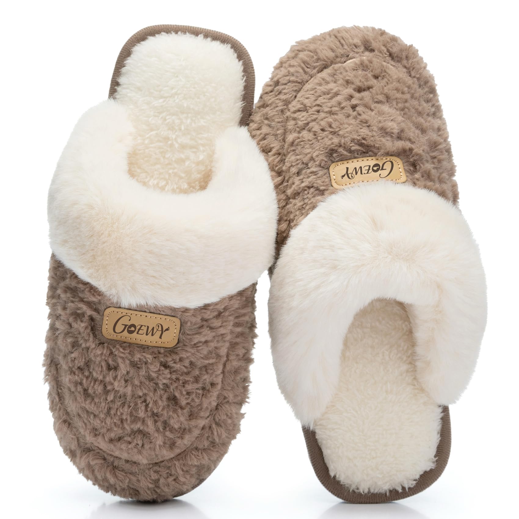 Womens Fuzzy Slippers Warm Cozy Memory Foam Indoor House Shoes