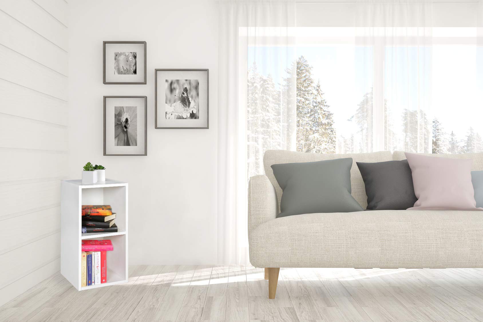 WOHNLING Scaffale 30x30x60 cm Legno Bianco, Libreria Piccola