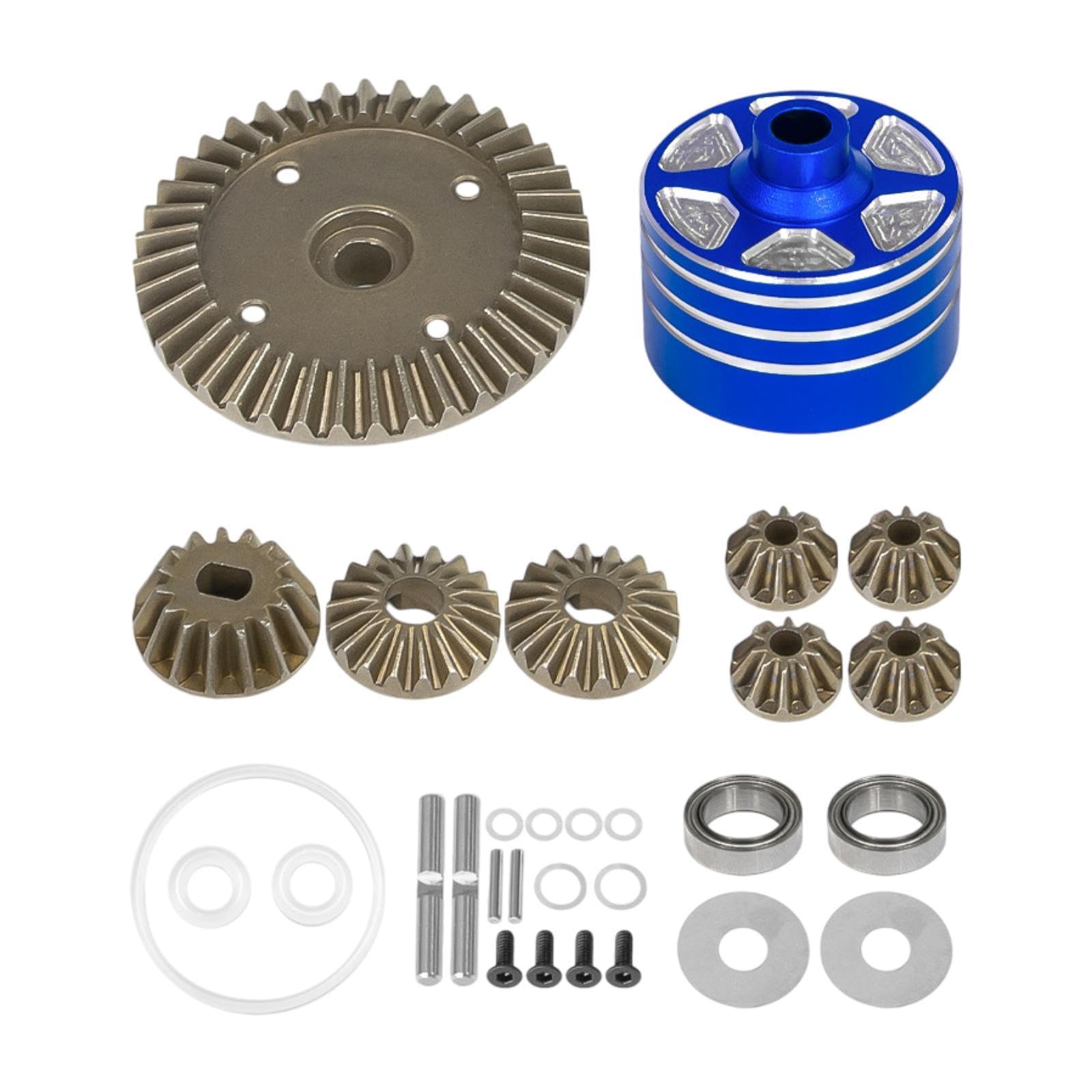 Gralara Engranaje Diferencial RC Kit de Piñones con Caja Piezas de Transmisión para Coche Recambio Aleación Sólida Ajuste Estable Diámetros 3.95c, Azul