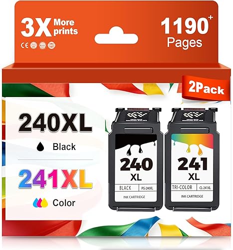 240XL 241XL Cartucho de tinta compatible de repuesto para Canon Ink 240 241 Combo PG-240 CL-241 XL para impresoras MG3620 MG3600 TS5120 TS5100