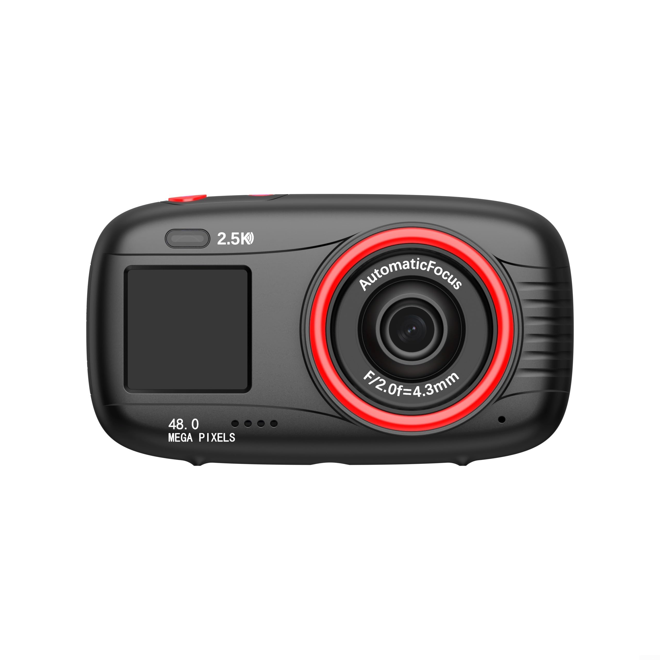 Fotocamera digitale a doppio schermo da 2,5 K con 48 MP, zoom 16x, WiFi e display principale da 3 pollici, fotocamera compatta per vlogging per principianti, supporta 256 GB per scheda SD (nero