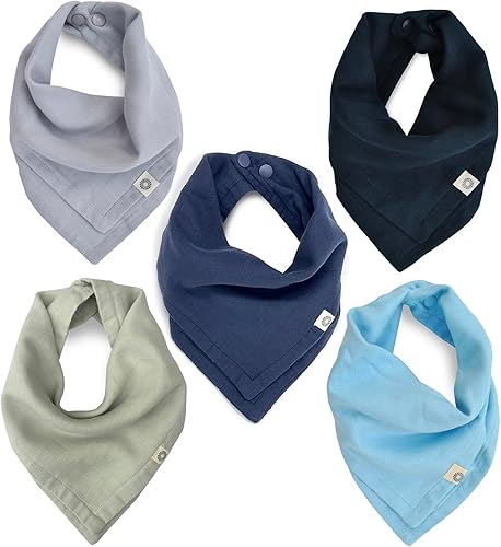 Indi by Kishu Baby - Baberos orgánicos GOTS para bebé paquete de 3 unidades muselina de 8 capas reversibles en 4 direcciones