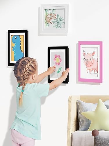 Miniatura 3 de Orionstar Marcos de arte para niños, marcos de fotos intercambiables, marcos de exhibición de fotos de apertura frontal de 11.8 x 8.5 pulgadas con