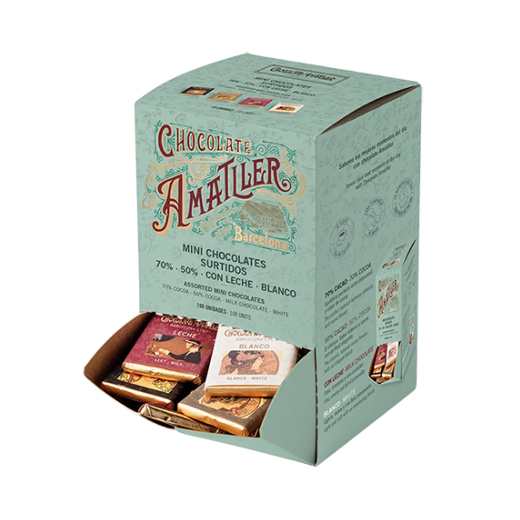 Amatller Caja de Mini Chocolate Surtido 5gr. 4 Variedades - 100 onzas