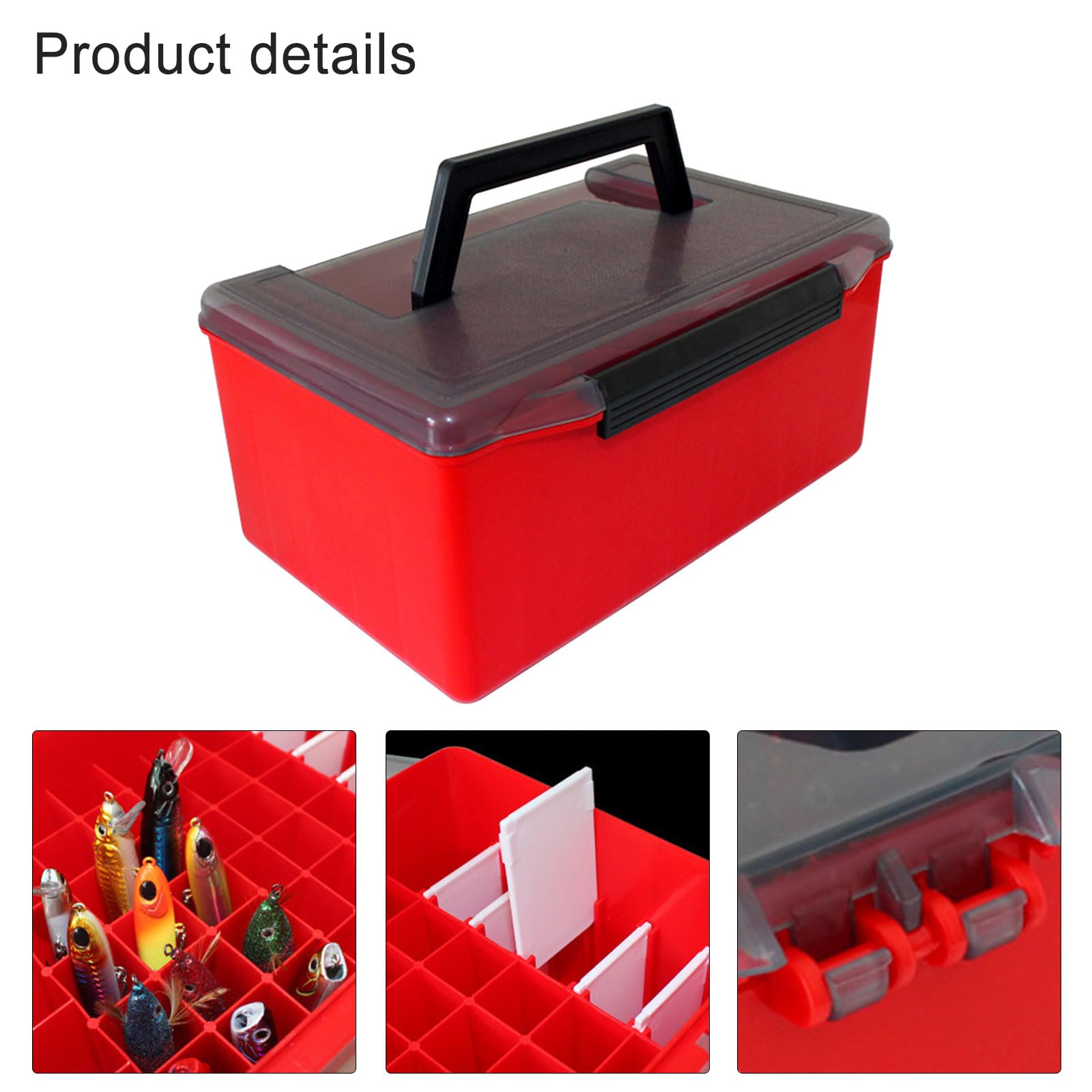 Caja de pesca al aire libre con 52 rejillas de plástico, caja de aparejos de pesca, calamar, señuelos duros, caja de herramientas, caja de almacenamiento de cebos artificiales