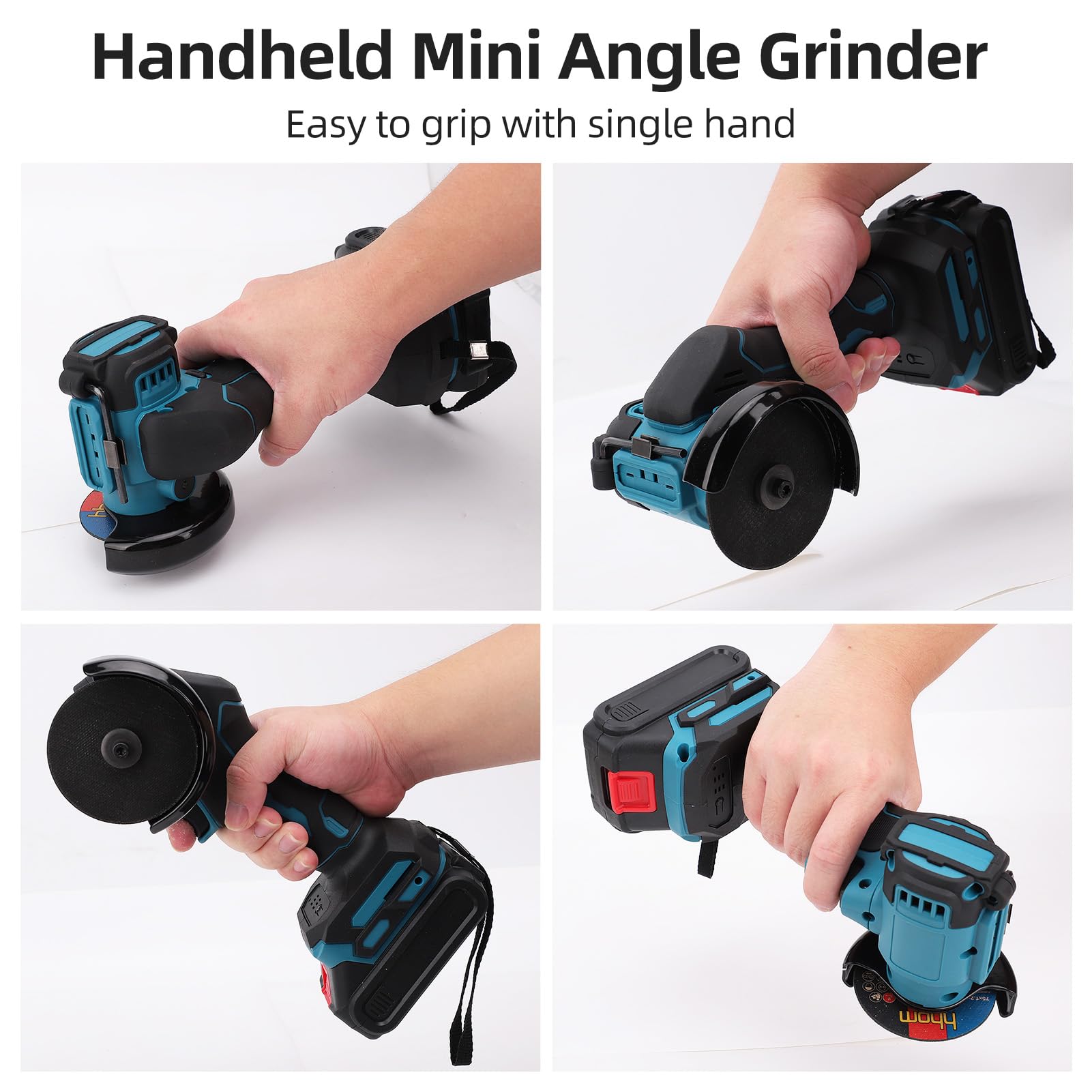 Weytoll Mini smerigliatrice angolare, batteria da 21 V Mini Flex 10.000 rpm/76 mm, strumento di rettifica elettrico con 2 batterie, 7 dischi per taglio, lucidatura e loop