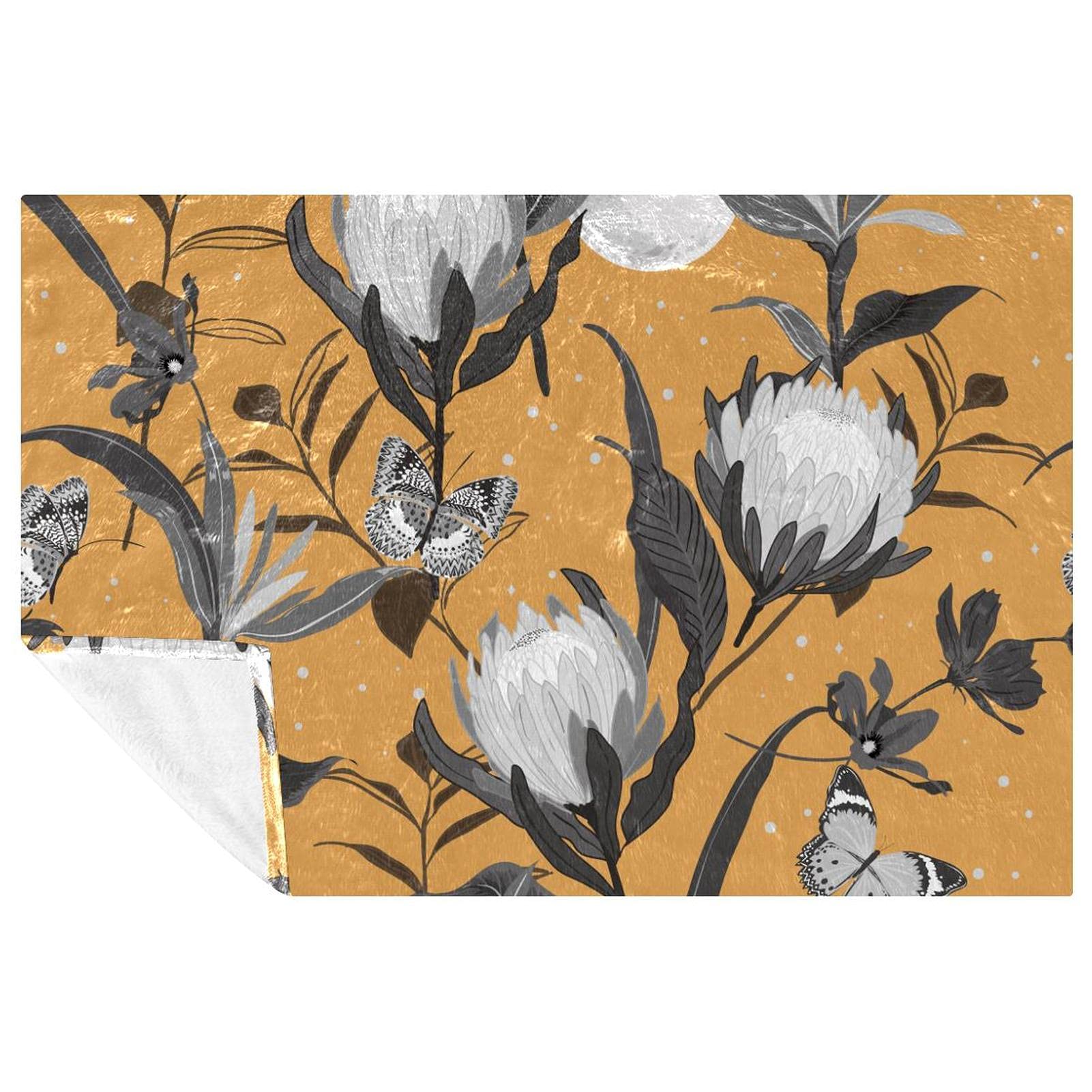 Couverture douce et chaude Protea haut de gamme à motif floral pour lit 150x100