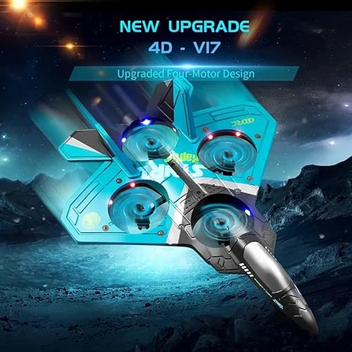 Miniatura 2 de V17 Jet Fighter Stunt - Avión RC de 2.4 GHz, avión de control remoto con control remoto de giro de acrobacias de 360 y luz, avión planeador avión de