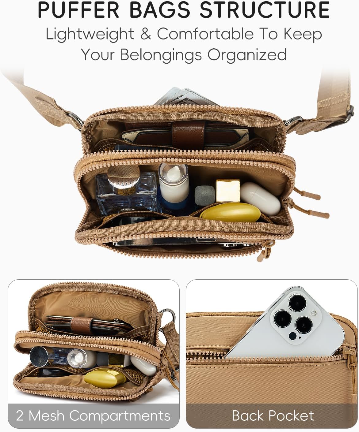 WESTBRONCO Small Crossbody Bags for Women Nylon with Adjustable Strap, Zipper Crossbody Purse, 1L Shoulder Bag for Travel - Image 4