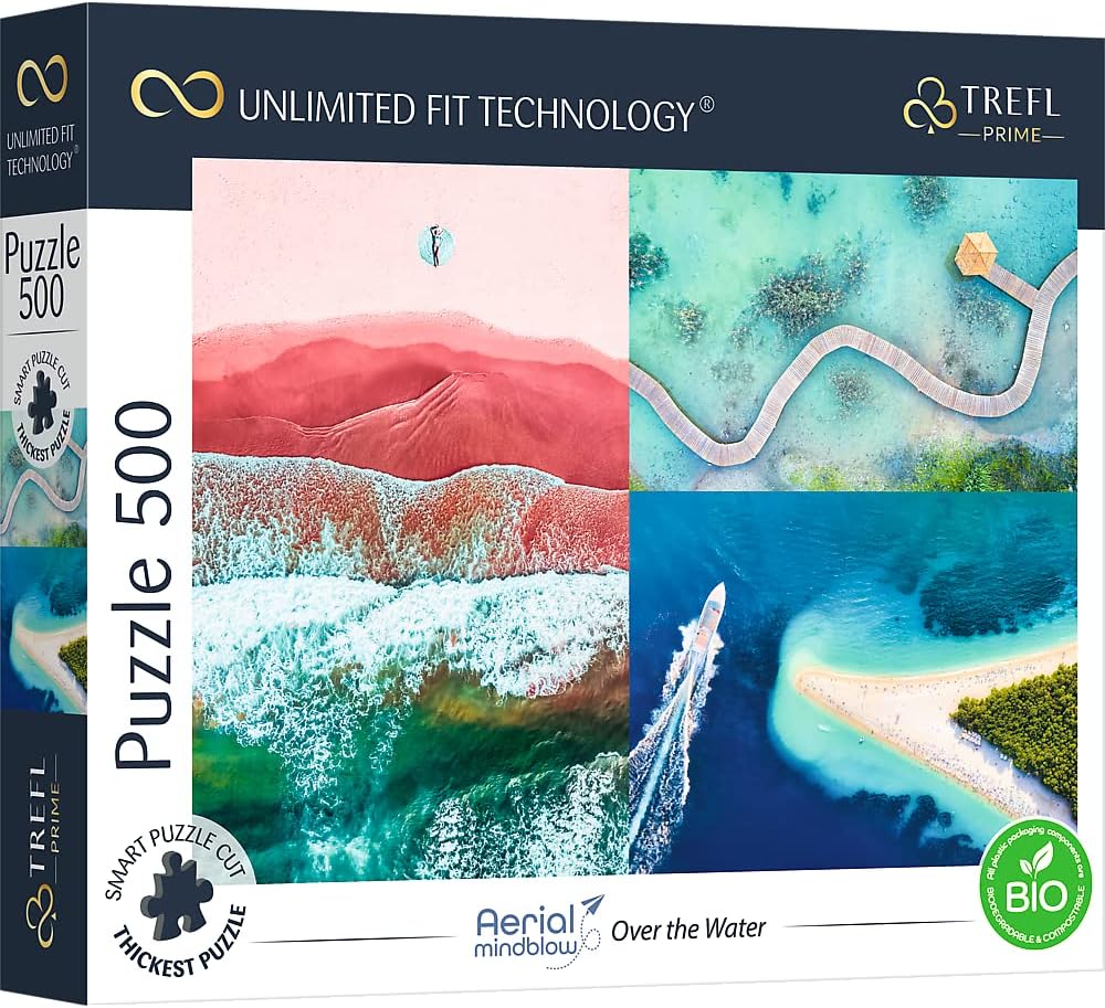 Trefl -500 Pieces-Thicker Cardboard, Bird-View Landscape, Collage, Creative Entertainment for Adults and Children Ages 10+, Color Puzzle uft Aerial mindblow: Over The Water (37459)