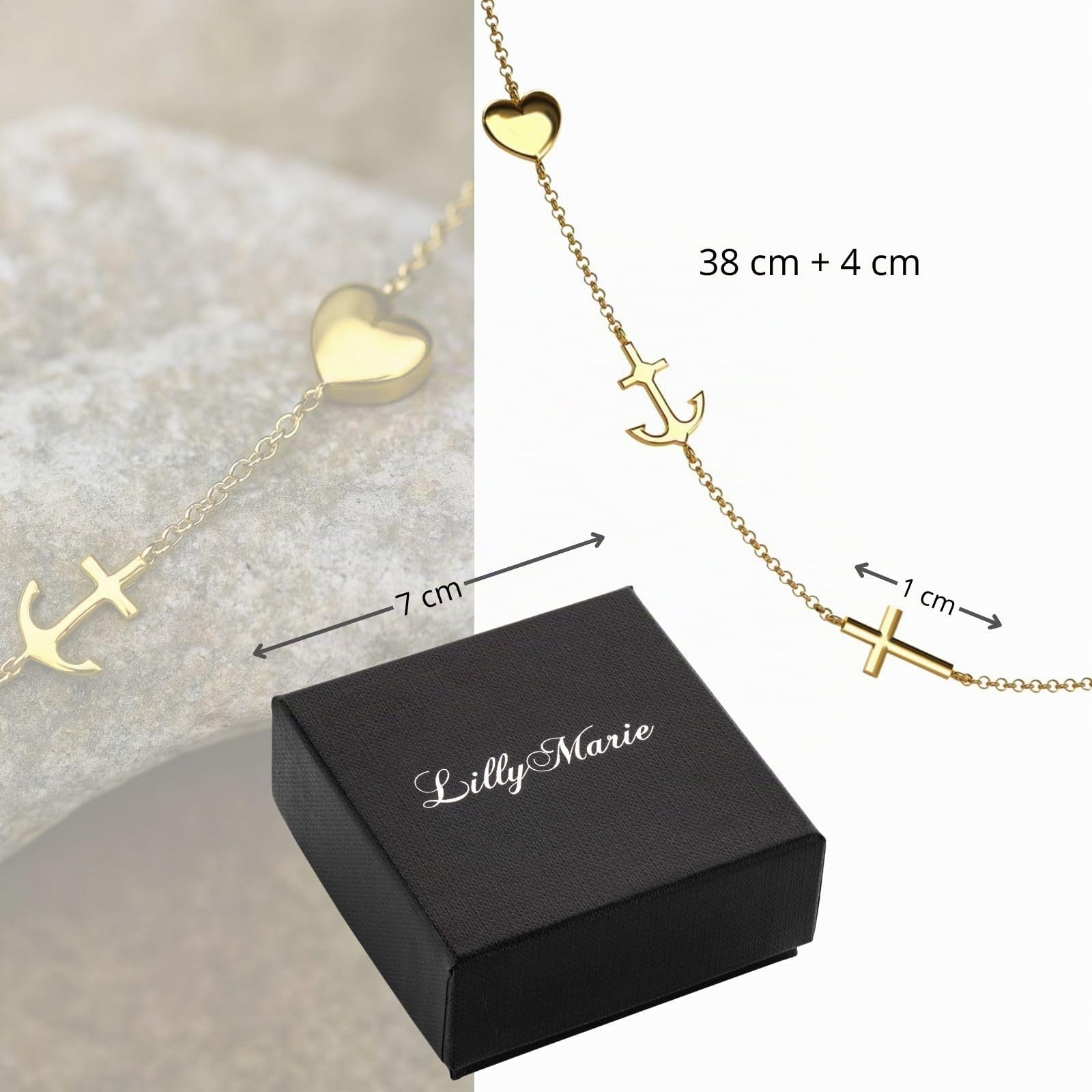 Fein Verstellbare Damenhalskette Aus 333er Gold Mit Symbolanhängern