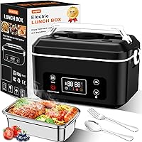 SNIFITAR Cordless Heated Lunch Box 24000mAh Battery, 1.2L 5-Side Heating Portable Food Warmer for Trucks, Office, Outdoors - Black/White