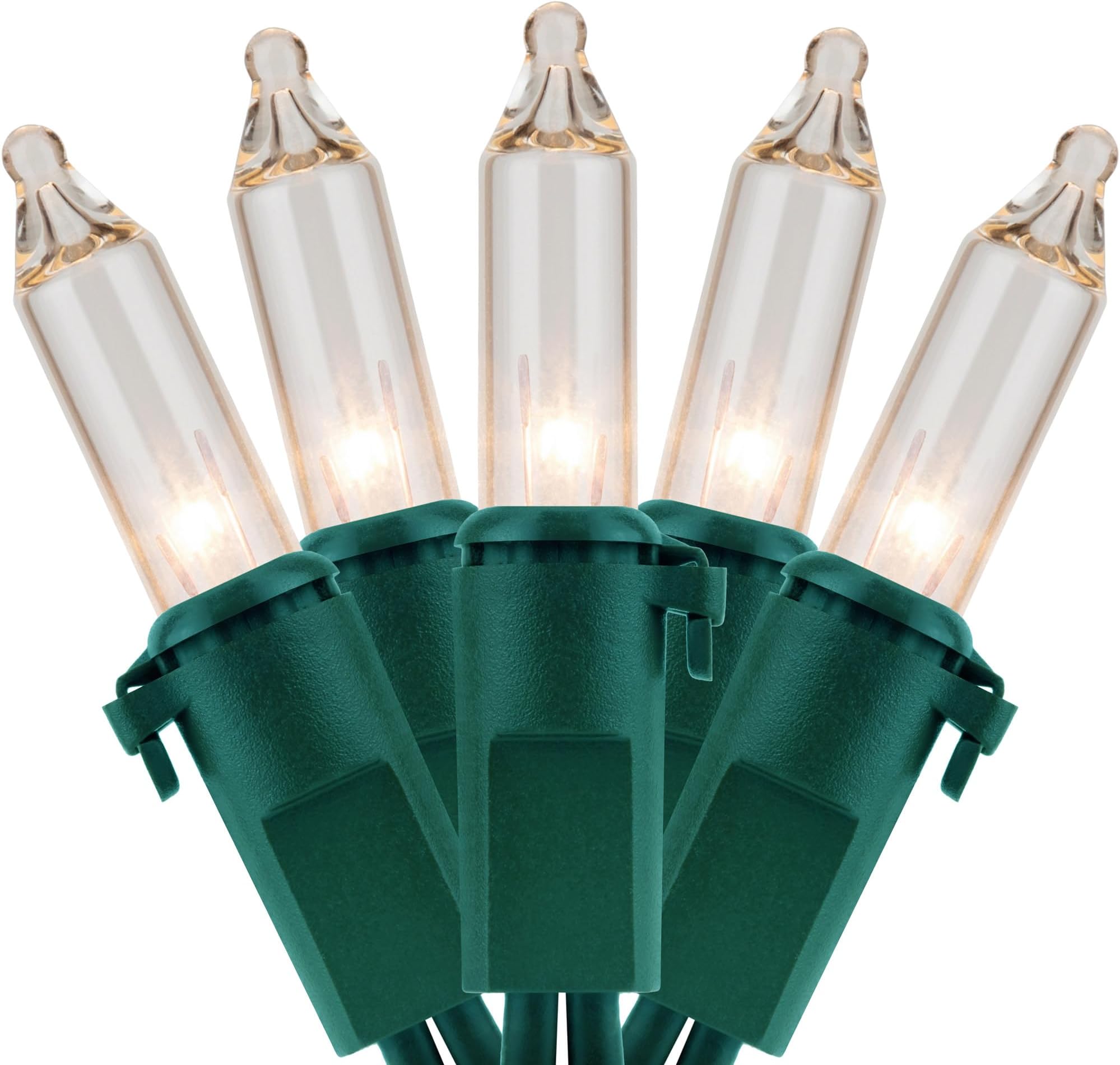 YULETIME 200 Clear Christmas Lights, Pack of 2 Sets 33 Feet 100 Count UL Certified Incandescent String Lights (Clear - Green Wire)