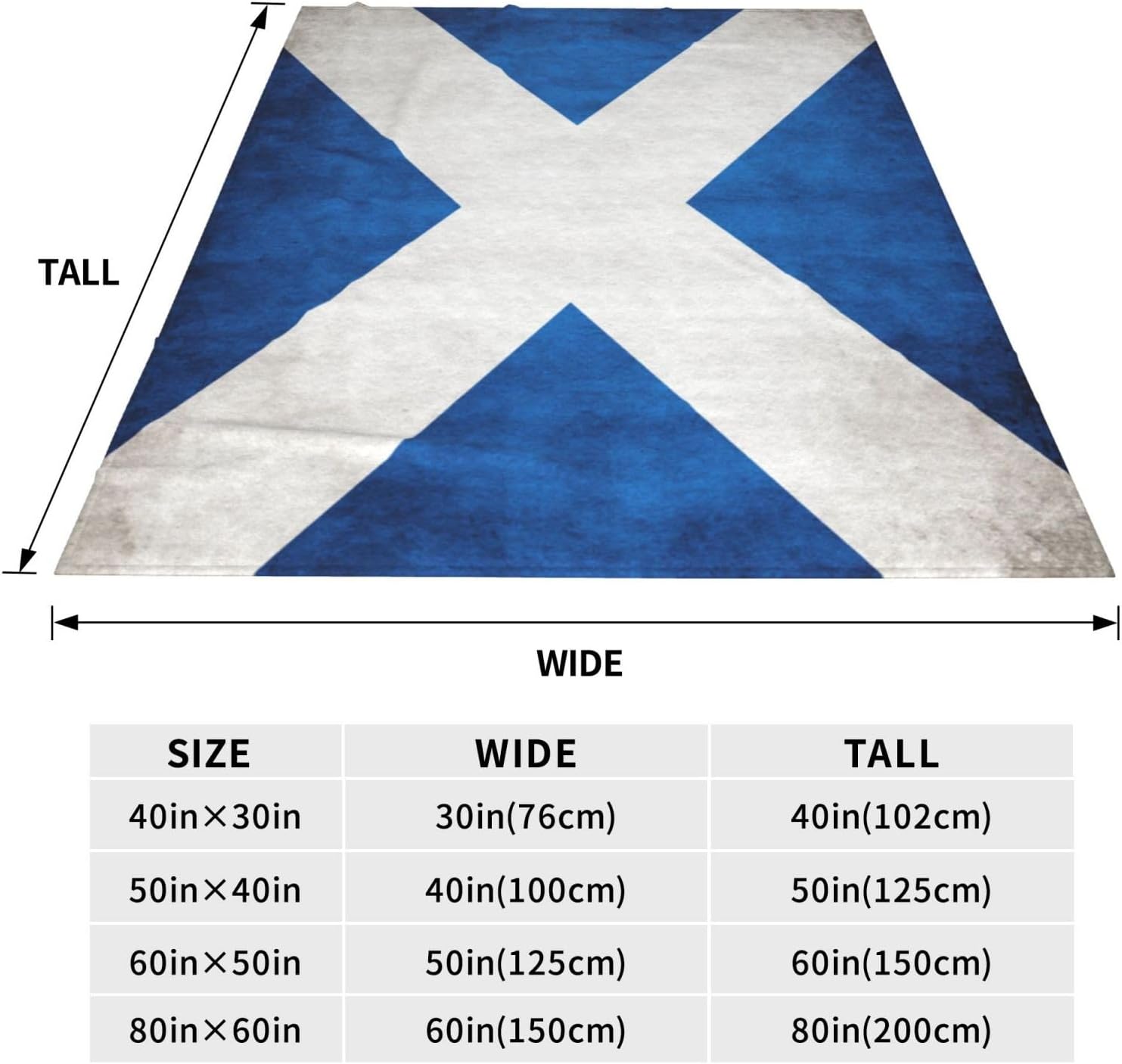Vintage Scottish Flag Bed Blanket Plush Fleece Throw Blanket Lightweight Warm Home Décor for Couch Chair Sofa