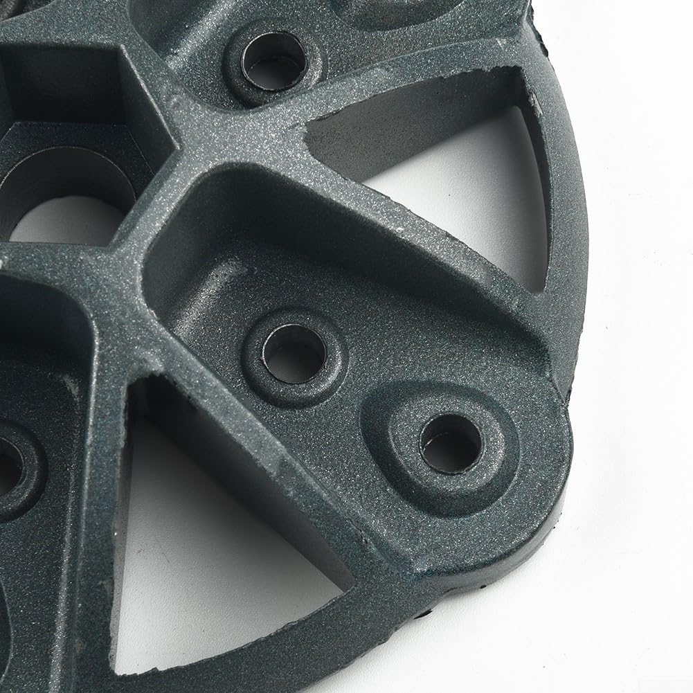 Close-up of blade mounting points on the wind turbine hub