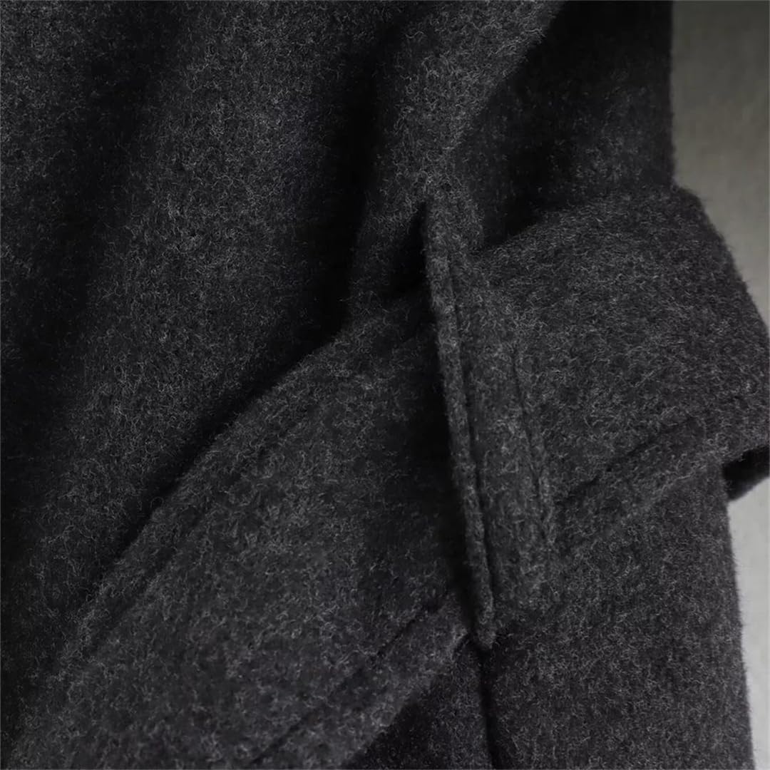 Abrigo de lana para mujer, manga larga con cinturón, abrigo largo para otoño e invierno