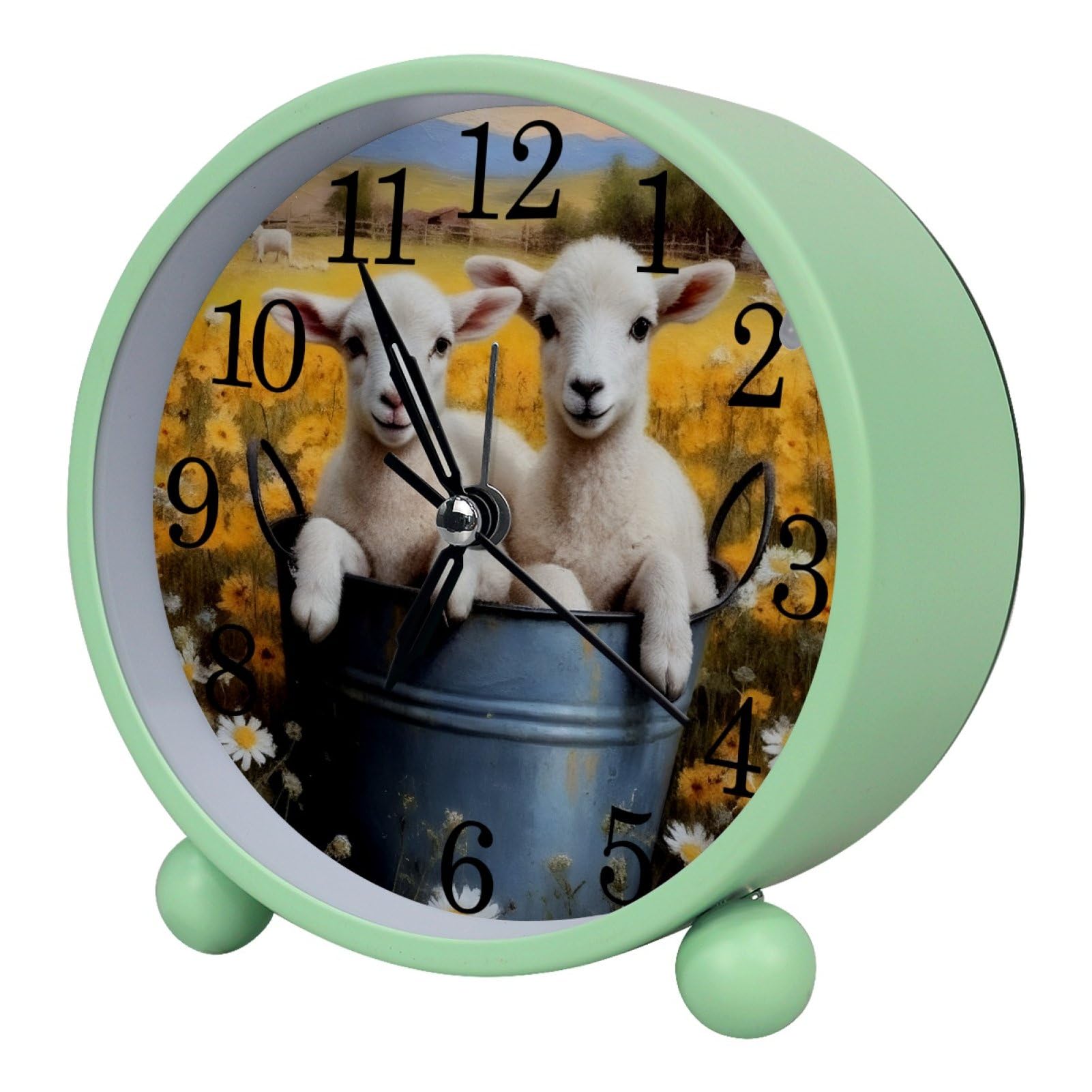 etoenbrc Watercolor Butterfly Silent Analog Alarm Clock Small Battery Operated Clock Slient Plastic Table Clock for Living Room Bedroom Color349