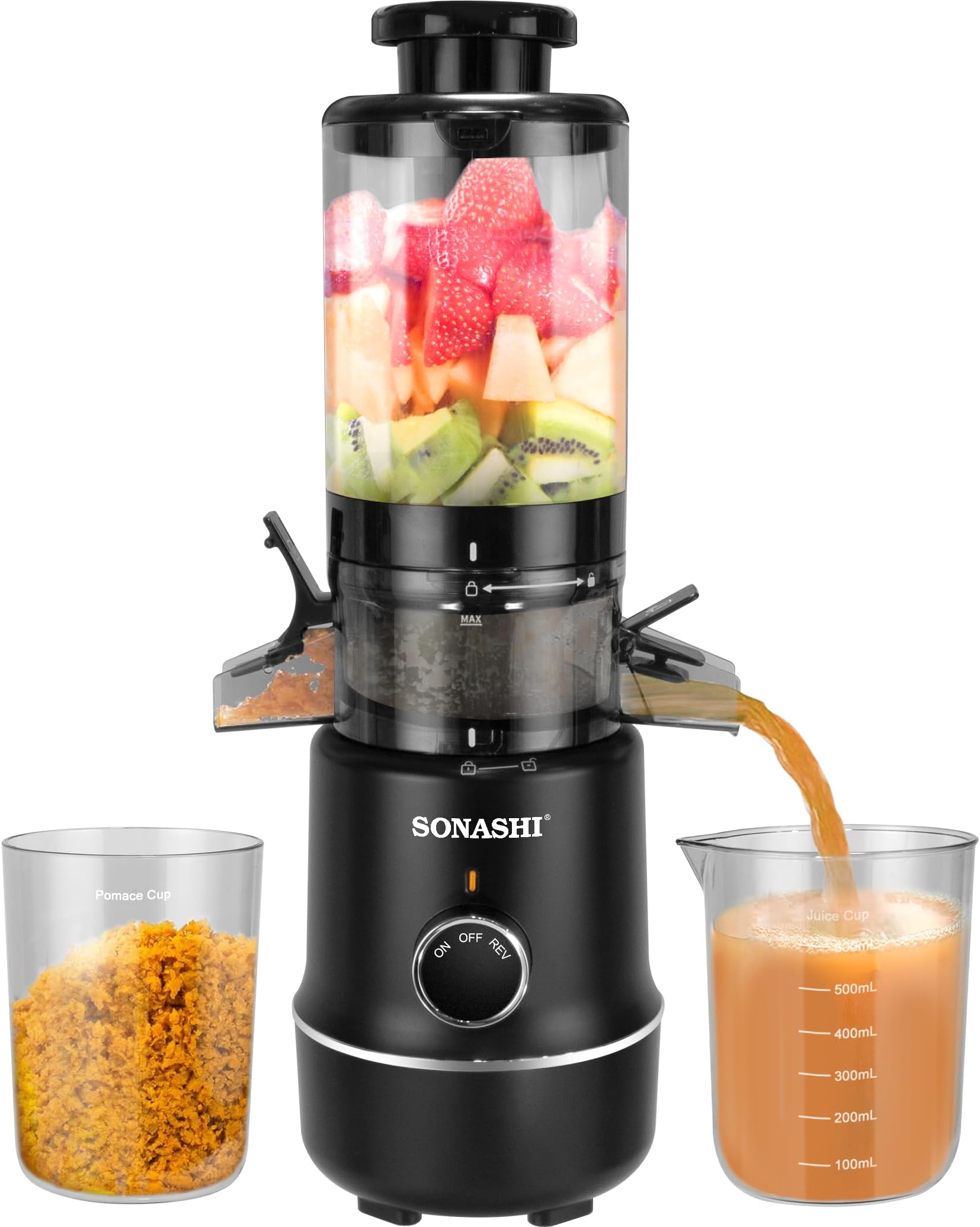 Slow Juicer – 600ml Unbreakable Juicing Bowl | 103mm Wide Feed Chute, Mesh-Free Filter System | Low Noise Motor with Reverse Function | Juice & Residue Separation | | 100W, 220–240V | SSJ-601