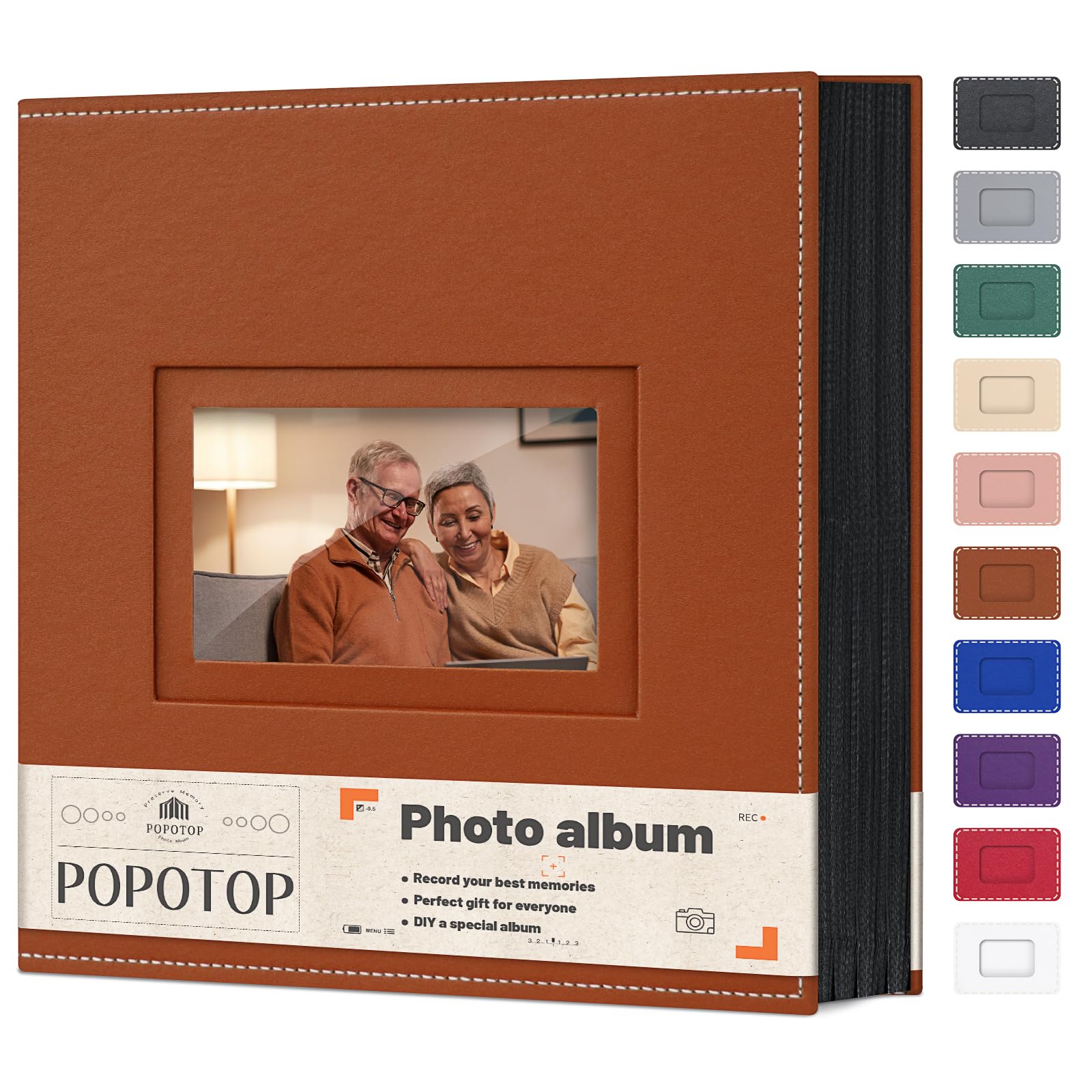 Popotop Album fotografico da 10 x 15 cm, 800 tasche, con copertina rigida in pelle, grande album fotografico con 80 pagine per famiglia, viaggi, matrimoni, regali per bambini