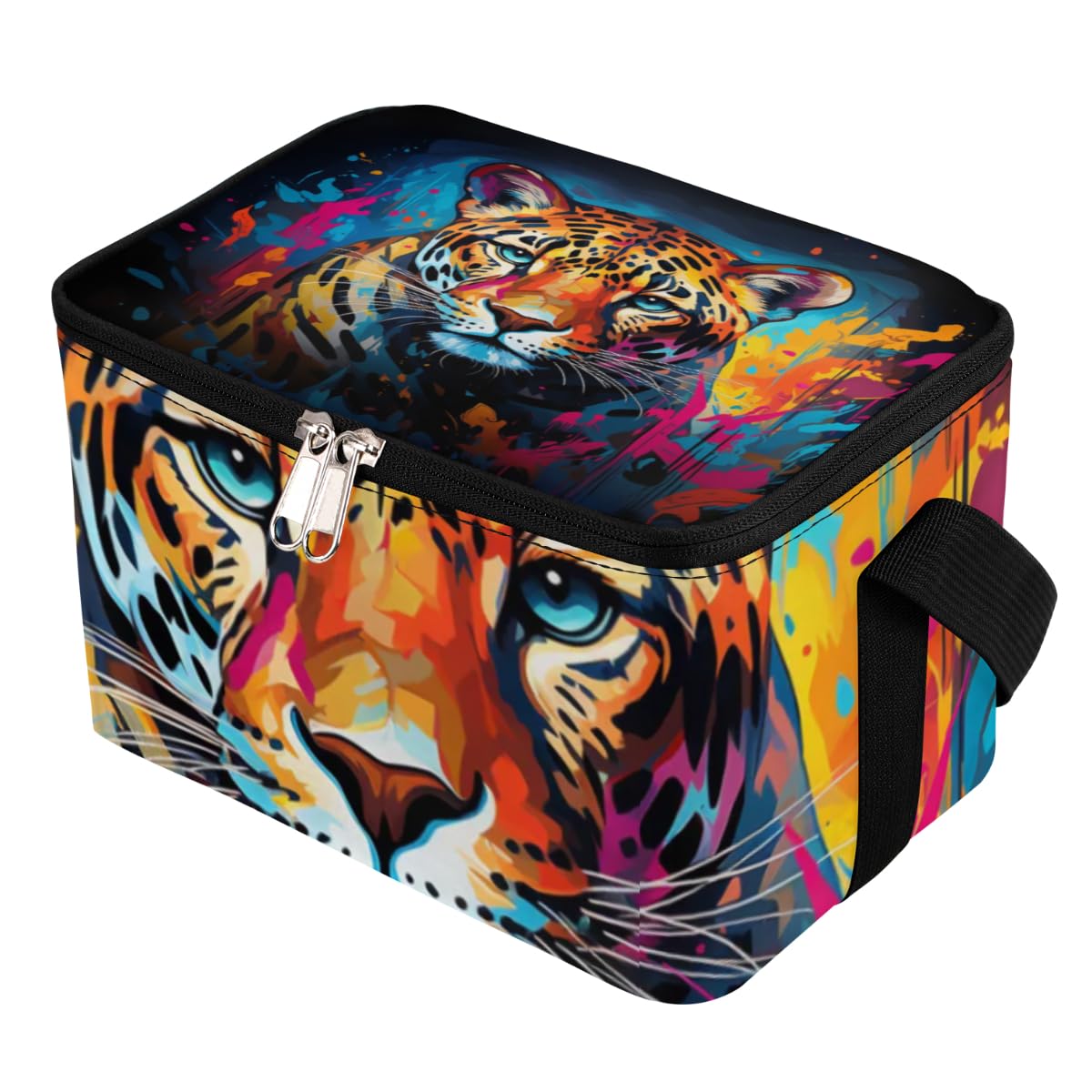 GzLeyigou Lunch Bags for Women Men 9 Cans,Watercolor Tiger Hot & Cold Food Delivery Bag Insulated Grocery Bag Insulated Lunch Box Animal Tiger Cooler Bag for Office Work Picnic Beach