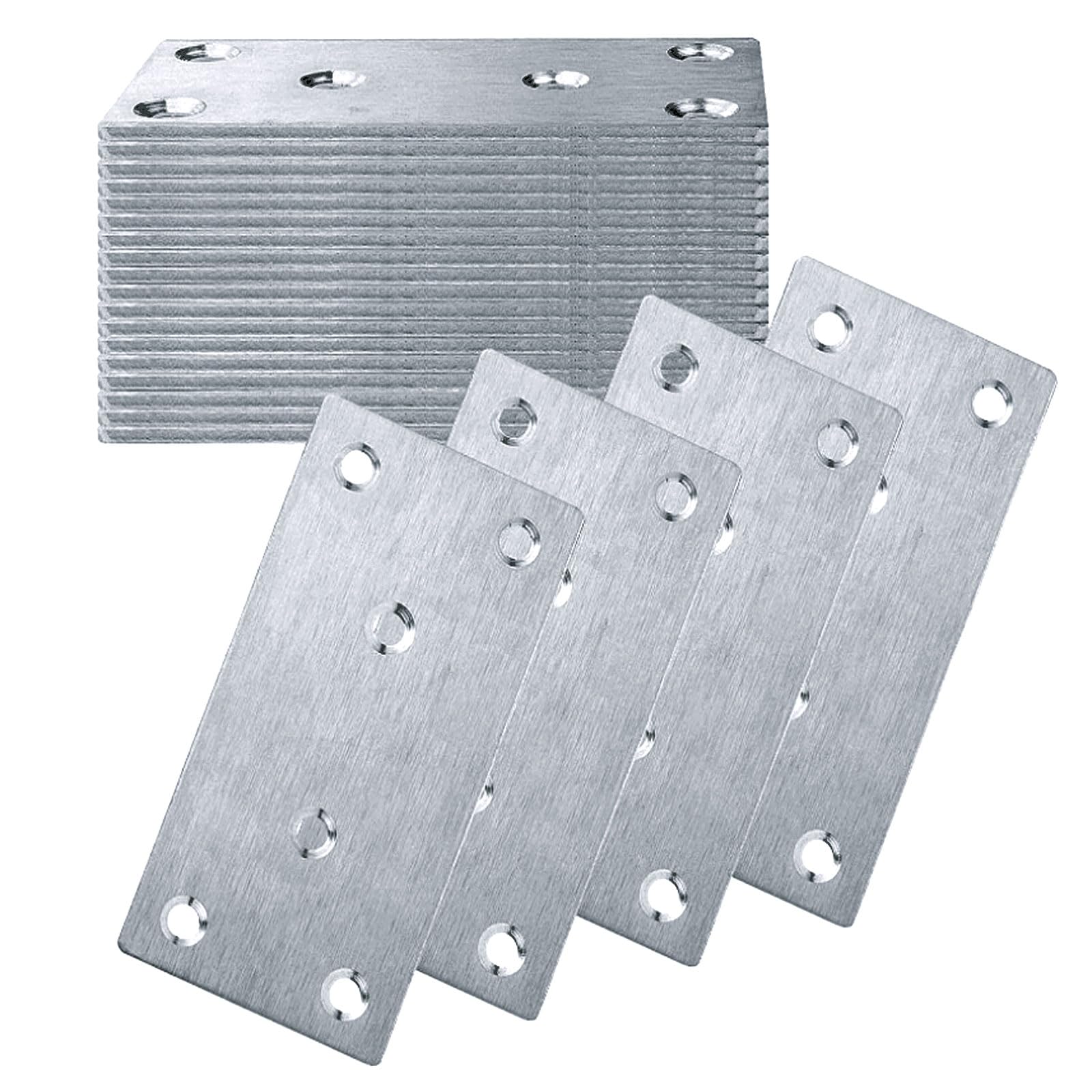 OrdLive 22 szt. Narożnik ze stali nierdzewnej, 50 mm x 100 mm x 2 mm, wytrzymały wspornik L do mebli, narożny stalowy przegub kątowy, narożny narożnik do półek, mebli i szafek, okrągły koniec