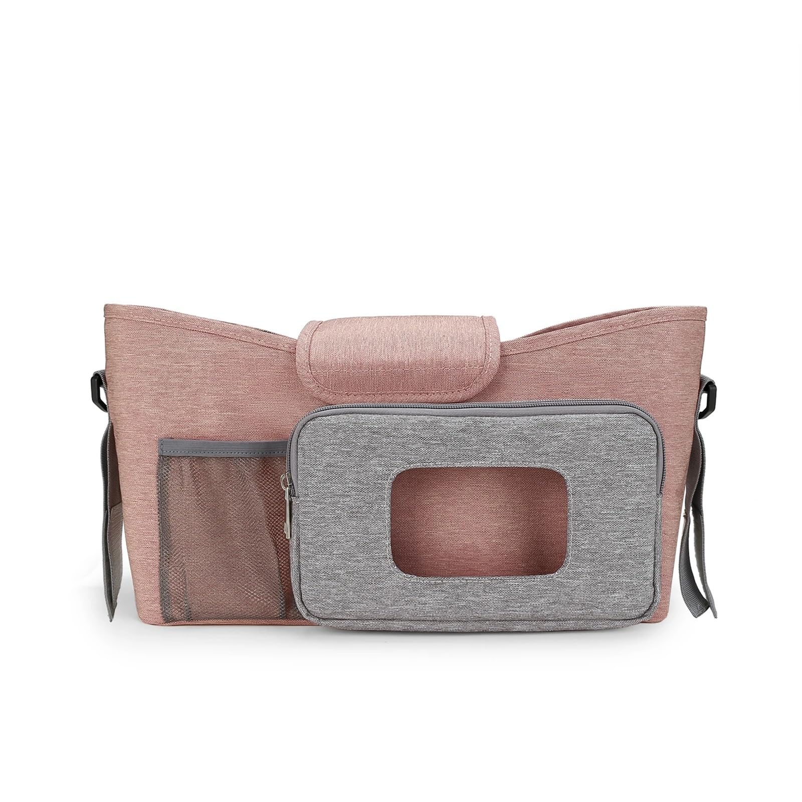 Bolso Carro Bebe Bolsa de pañales pequeña, Organizador de Cochecito con portavasos Aislado y Correa for el Hombro, Mini Bolsa de Almacenamiento for Cochecito for Exteriores(Pink)