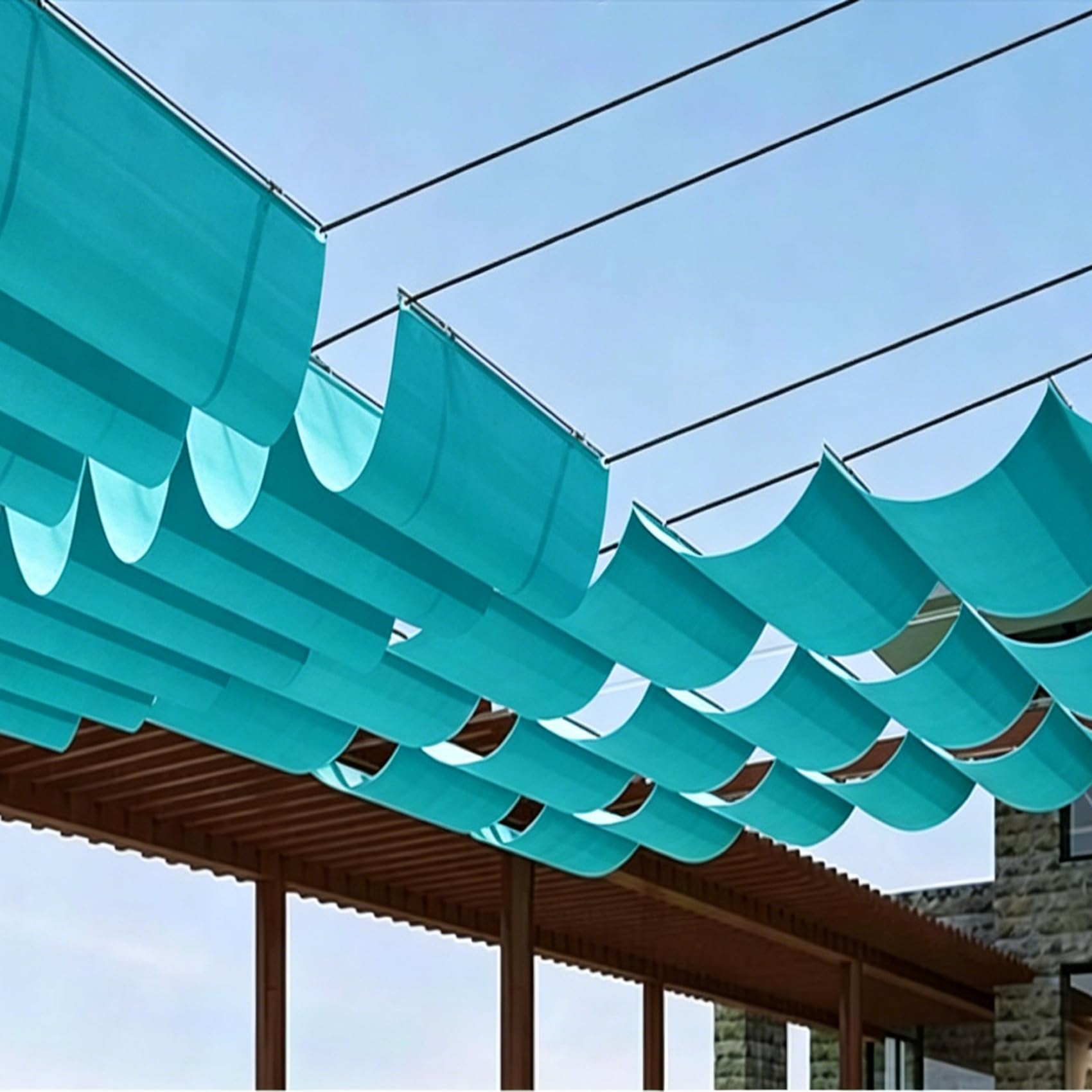 Voile d'ombrage bleu ciel pour pergola créez une oasis de fraîcheur sur votre terrasse
