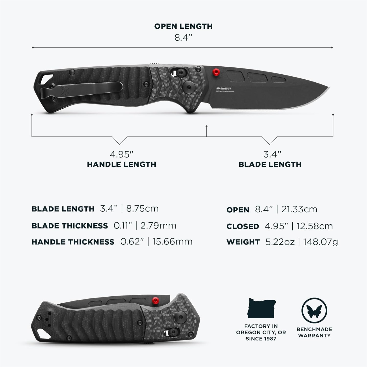 Benchmade - PSK Folding Knife with Carbon Fiber & Black G10 Handle (593BK-01)