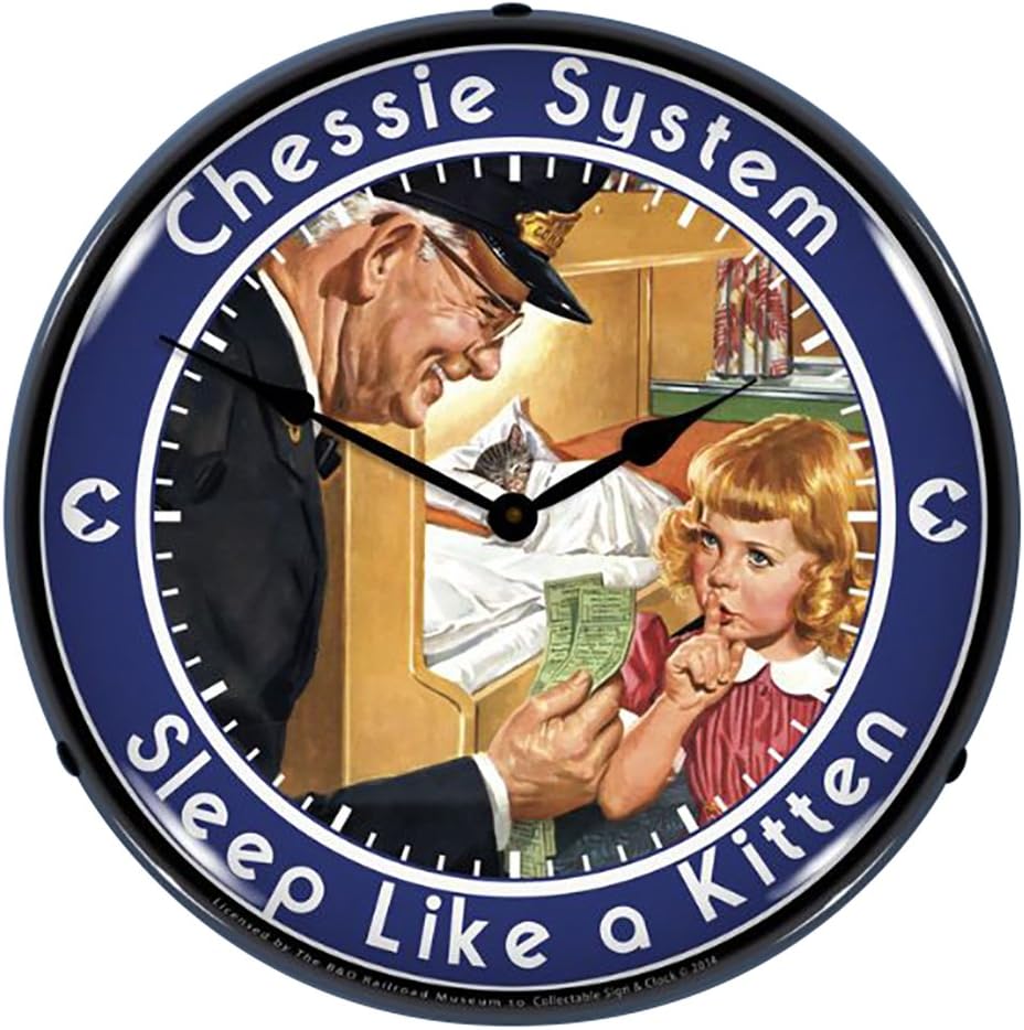 Chessie Railroad Sleep Like a Kitten Lighted Wall Clock