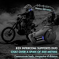 Vista 2 de BETOWEY Casco de motocicleta, auriculares Bluetooth, sistema de comunicación de casco B2X, intercomunicador Bluetooth de motocicleta con cancelación