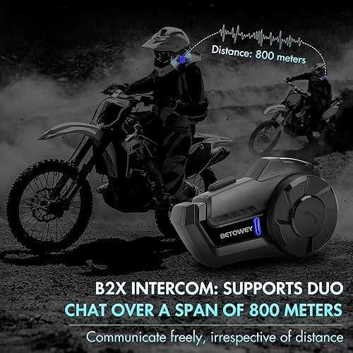 Miniatura 2 de BETOWEY B2X - Auriculares Bluetooth para casco de motocicleta, intercomunicador inalámbrico para motocicleta con cancelación de ruido, reproducción