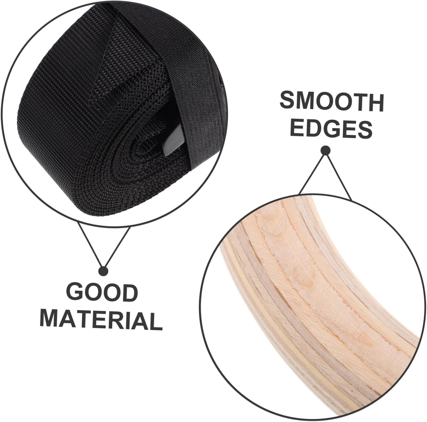 UPKOCH Wooden Gymnastics Rings with Adjustable Straps Bodyweight Training Equipment for Versatile Home Workouts and Strength Building Natural Design