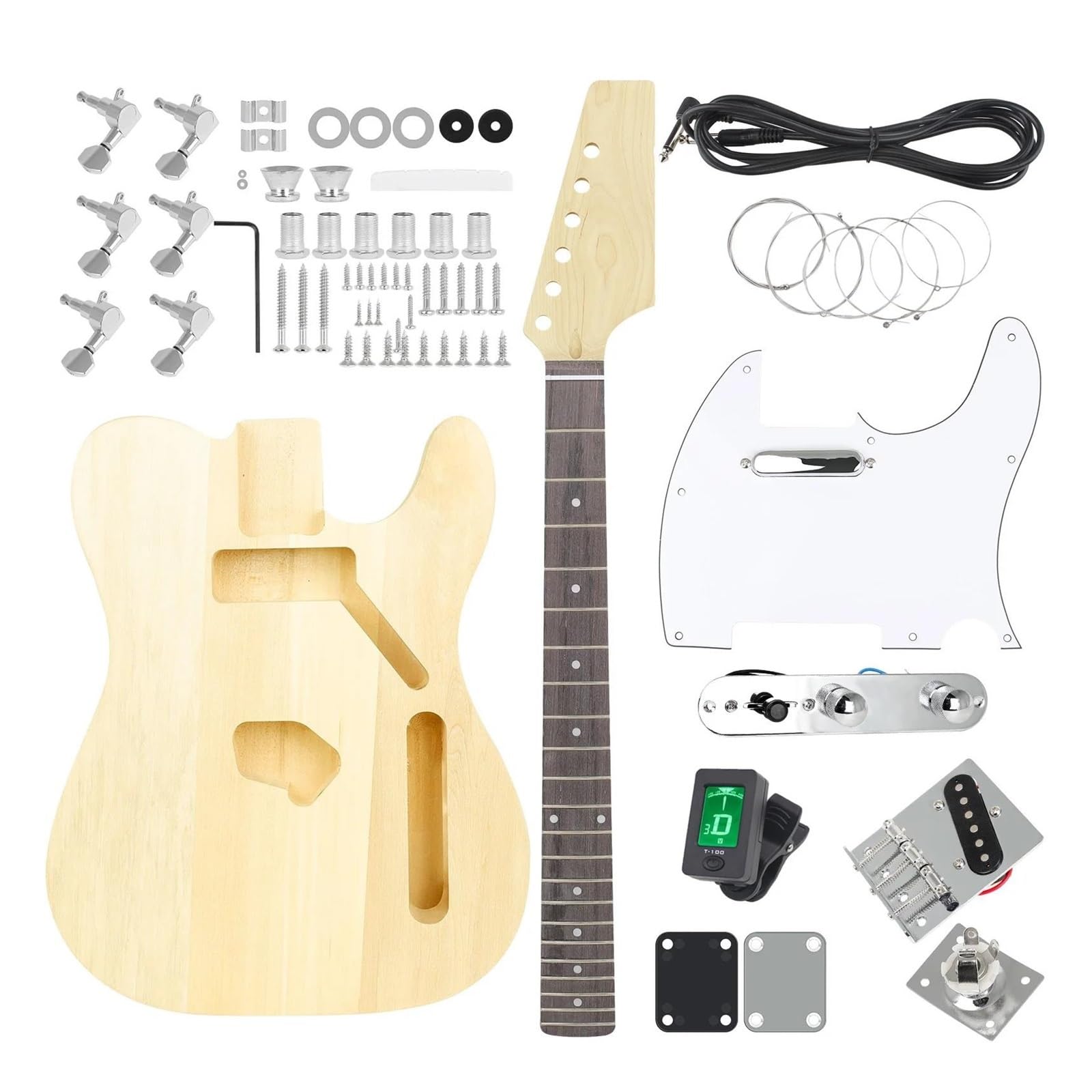 corpo della chitarra Kit Chitarra Elettrica Fai Da Te Per LT 6 Corde 22 Tasti Tastiera In Tiglio Corpo Chitarra Guitarra Con Cavo Di Collegamento