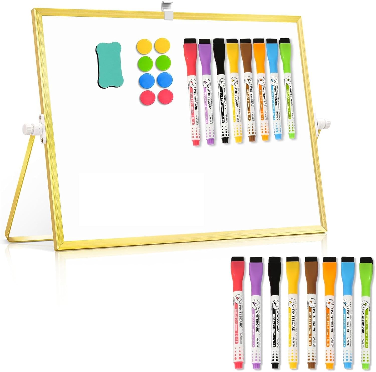16" x 12" Double-Sided Magnetic White Board Dry Erase Board & 8 Colors Magnetic Dry Erase Markers