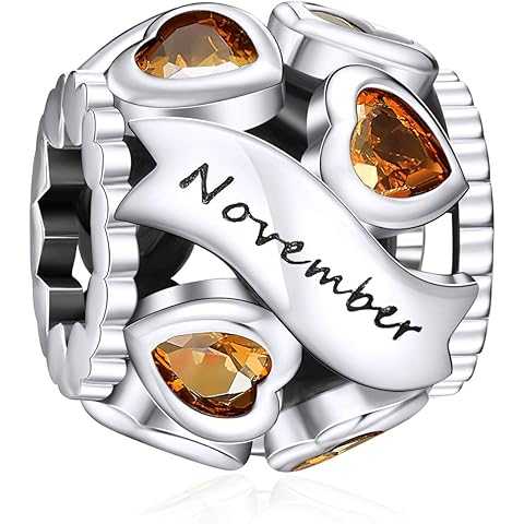 NINGAN Birthstone Charms 925 Sterling Silver Love Heart Openwork Bead for Charm Bracelets and Necklaces with 5A Cubic Zirconia, Birthday Mothers Day Jewelry Gifts Women