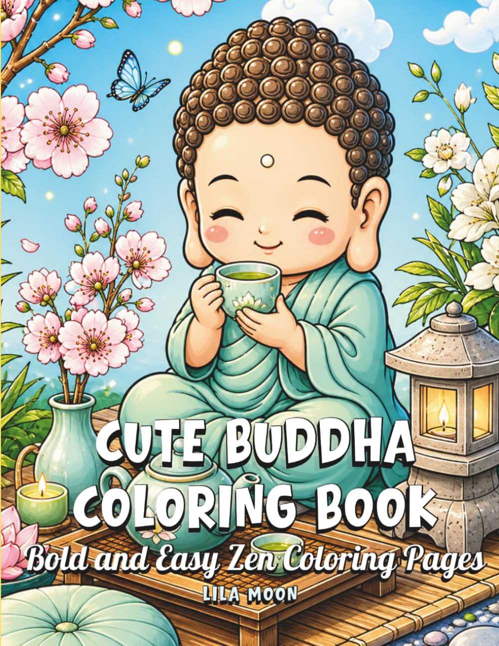 Cute Buddha Coloring Book: Bold and Easy Zen Coloring Pages