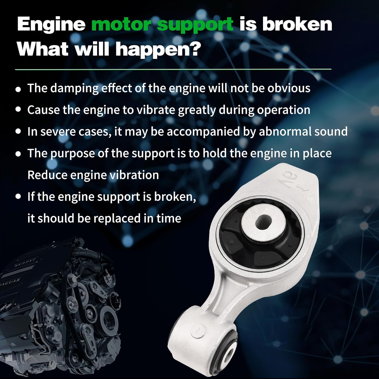 Engine Torque Strut Mount Replacement Compatible with 2013-2018 Altima & 2015-2024 Maxima Murano & 2013-2020 JX35 QX60 & 2013-2020 Pathfinder Quest 3.5L V6 Engine,Replace OE A7386 113504RA0A 1PCS