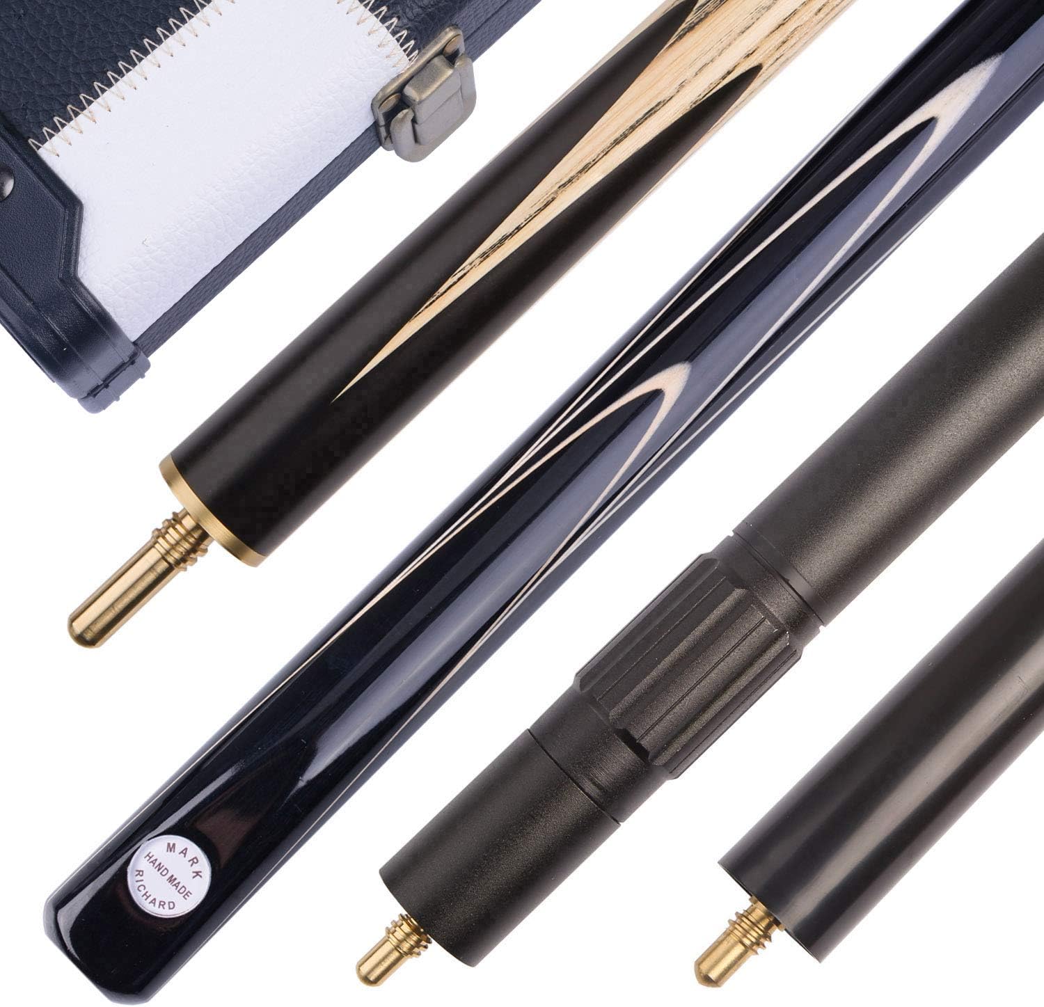 Mark Richard 3/4 Piece 57 Inches 60 Inches Handmade Snooker Cue Kit - Aluminium - Leather Case - Ash Shaft