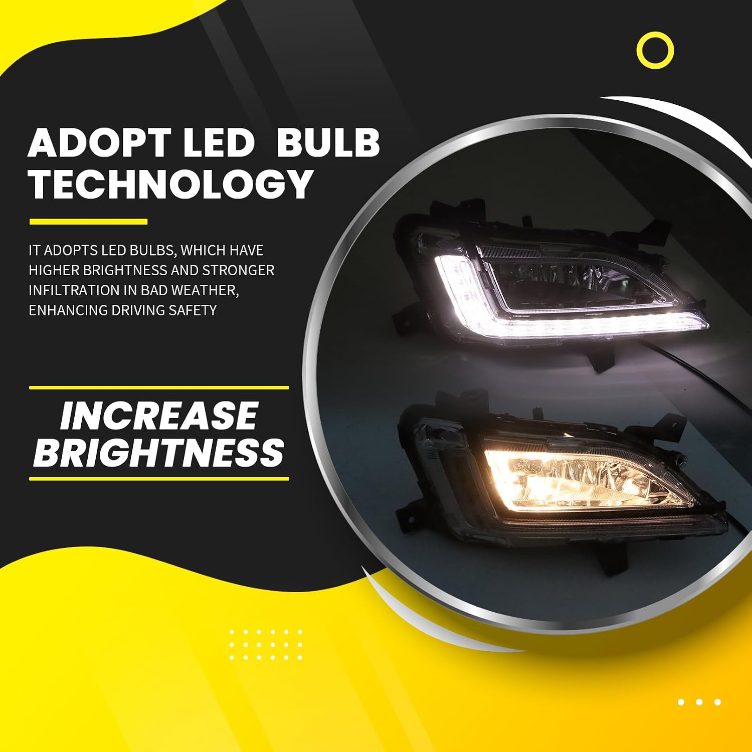 Front Fog Light Assembly Compatible with 2019 2020 2021 Tucson Pair Fog Lamp w/DRL Chrome Housing & Clear Lens 92201D3600 92202-D3600