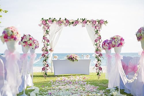 Miniatura 10 de Lvydec Paquete de 2 guirnaldas artificiales de peonía  Guirnalda de flores rosas de peonía de seda de 6 pies para decoración de mesa de boda y