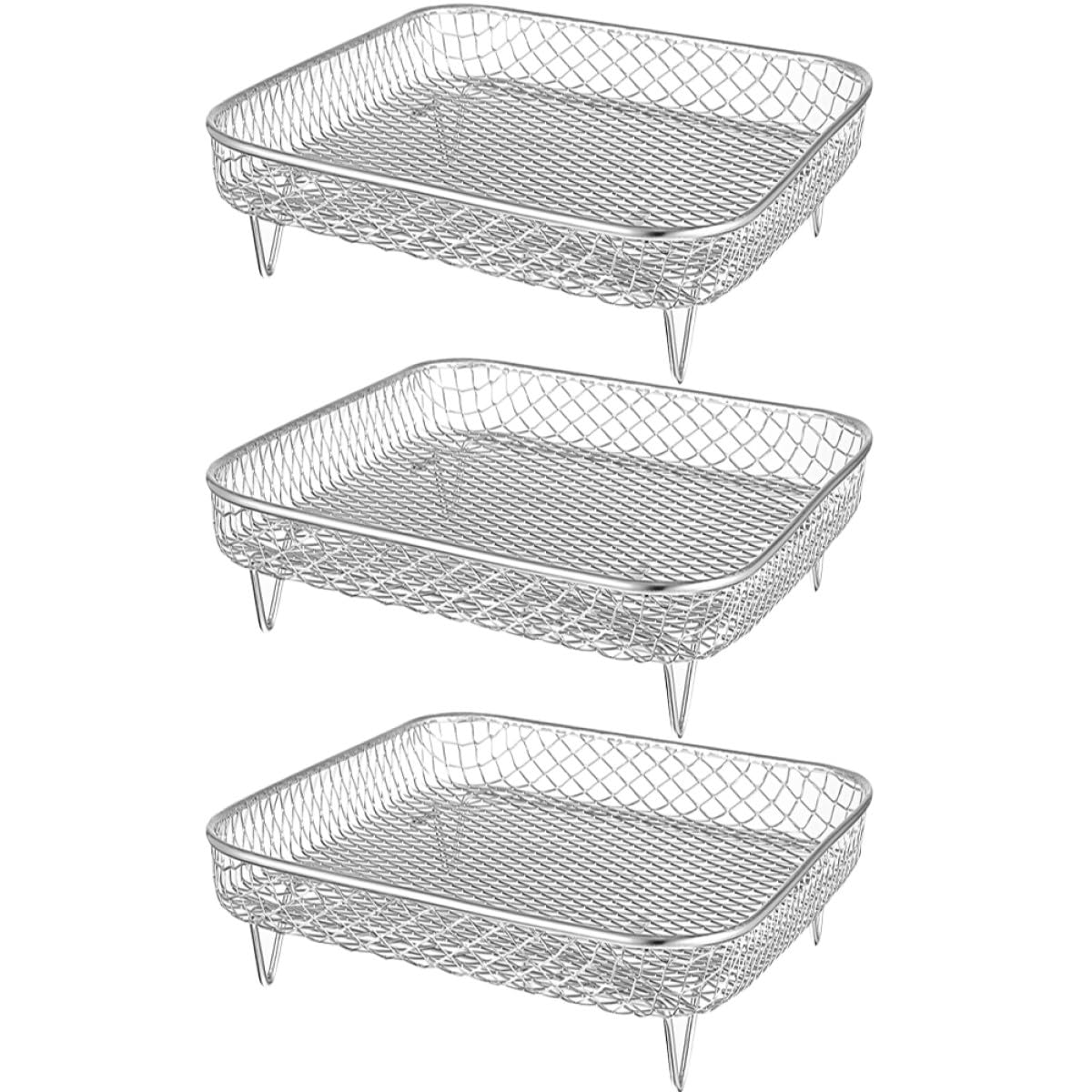 OSALADI Accesorio para Freidora de Aire 3 Rejillas Apilables de Acero Inoxidable, Soporte de Vapor Seguro y Práctico para Cocinar y Deshidratar Alimentos