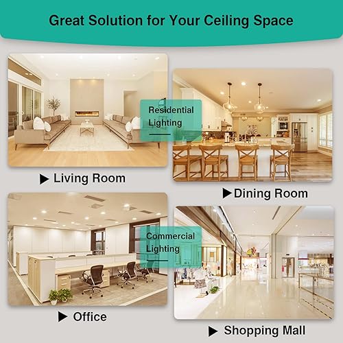 Miniatura 15 de Paquete de 4 luces LED empotrables de techo de 6 pulgadas, 1800 lm, 16 W = 200 W, 5CCT 5000 K/4000 K/3500 K/3000 K/2700 K seleccionables, 5